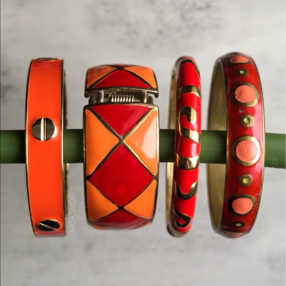 Orange Gold Bangle Bracelets - Picture 1 of 10